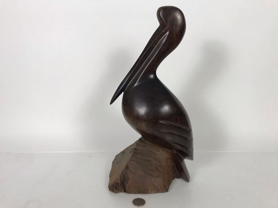 Vintage Seri Indians Ironwood Large Carving Pelican Sculpture 14H X 8W [Photo 8]