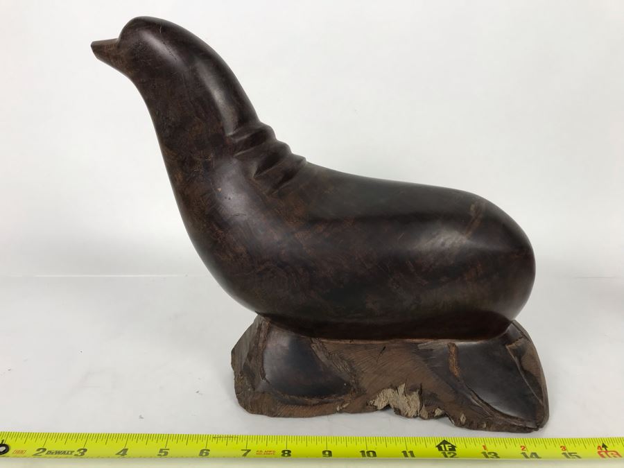 Vintage Seri Indians Ironwood Large Carving Seal Sculpture 14W X 10.5H [Photo 5]