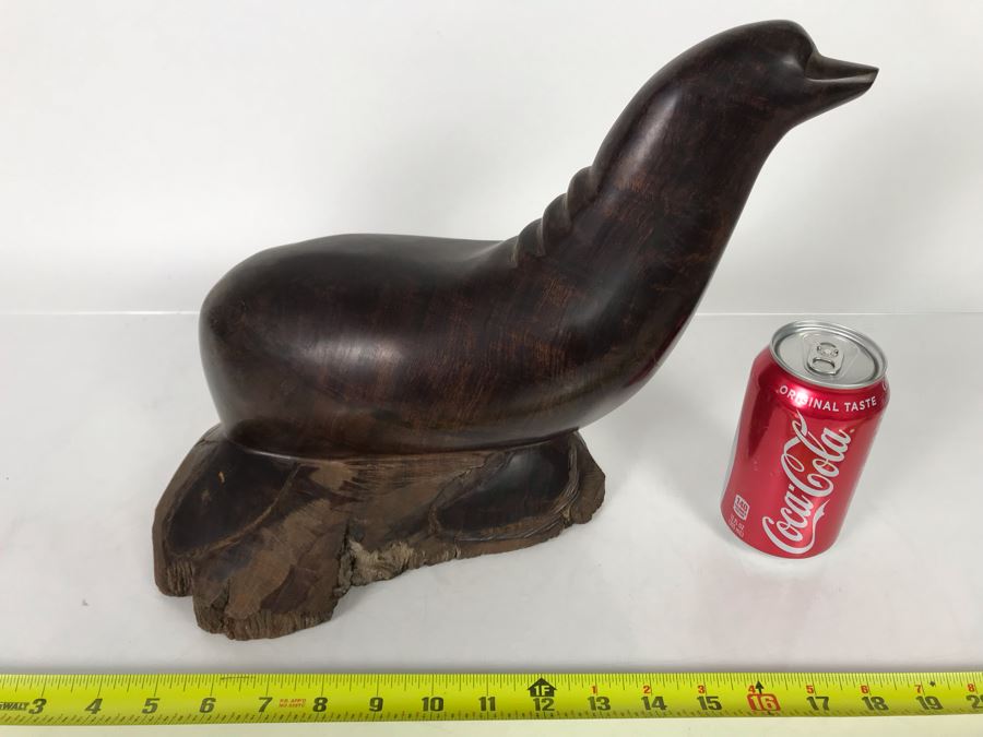 Vintage Seri Indians Ironwood Large Carving Seal Sculpture 14W X 10.5H [Photo 3]