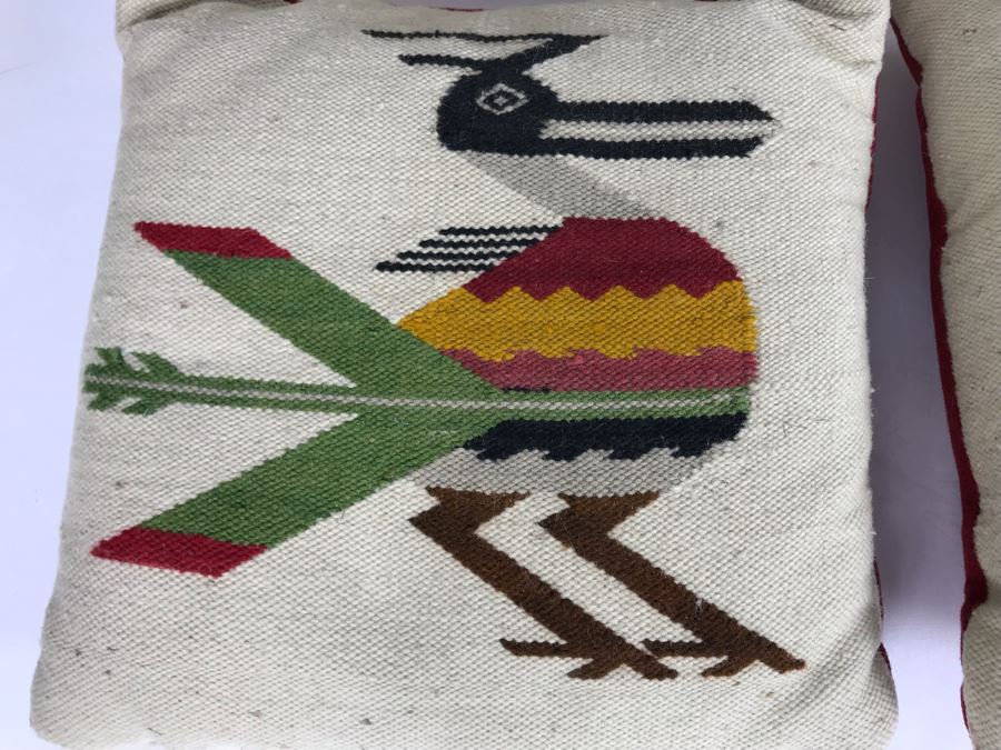 Set Of (6) Peruvian Textile Hand Knotted Throw Pillows 13.5 X 13.5 [Photo 8]