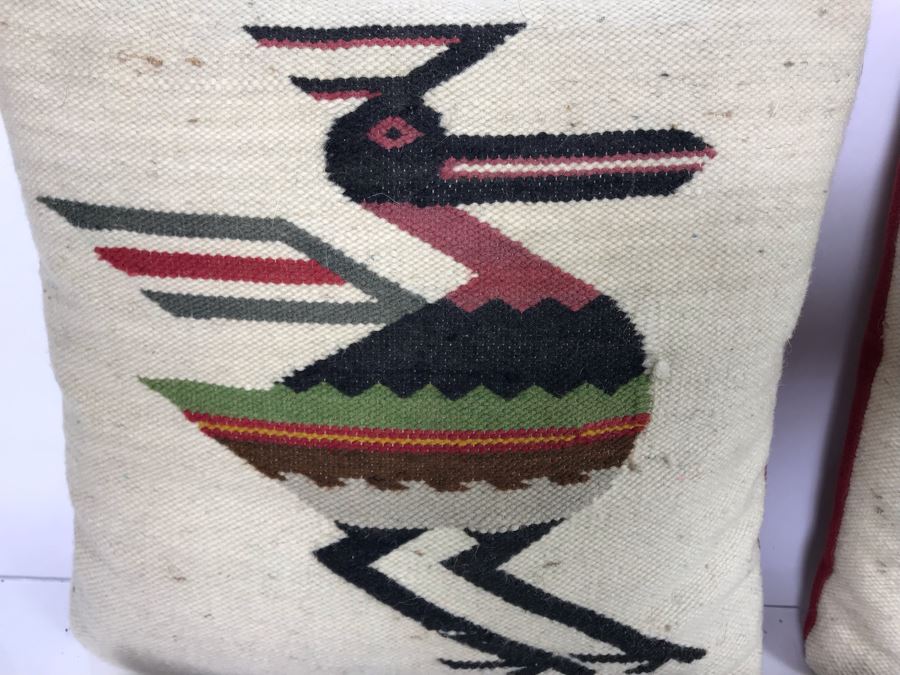 Set Of (6) Peruvian Textile Hand Knotted Throw Pillows 13.5 X 13.5 [Photo 4]