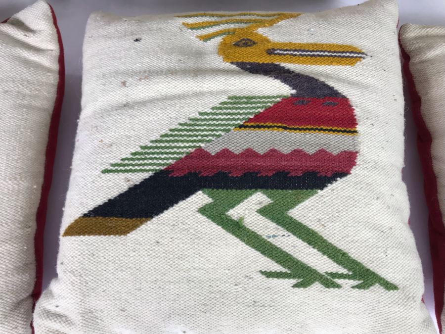 Set Of (6) Peruvian Textile Hand Knotted Throw Pillows 13.5 X 13.5 [Photo 7]