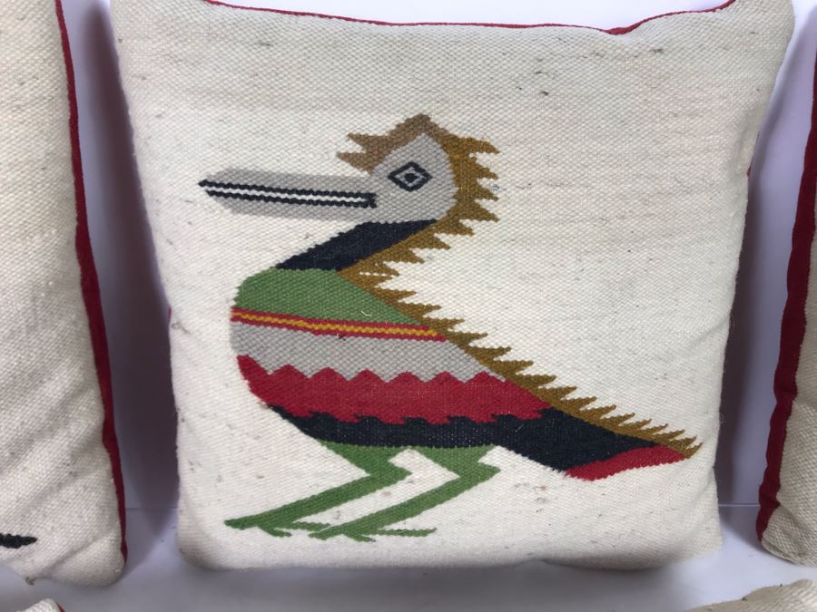 Set Of (6) Peruvian Textile Hand Knotted Throw Pillows 13.5 X 13.5 [Photo 3]