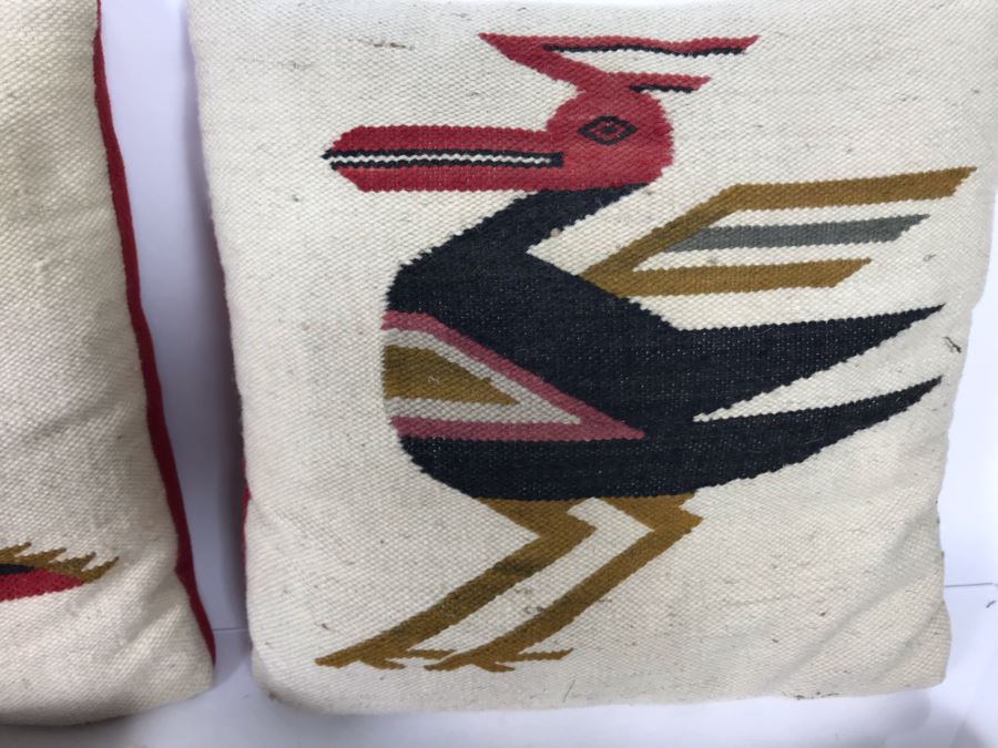 Set Of (6) Peruvian Textile Hand Knotted Throw Pillows 13.5 X 13.5 [Photo 5]