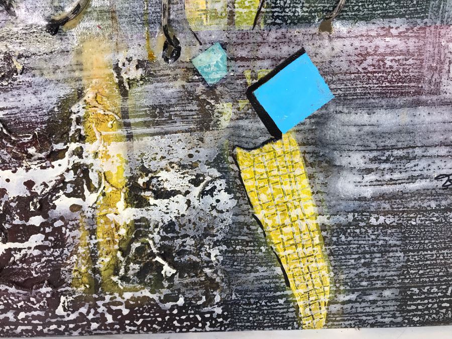 Original Signed Mixed Media Artwork By Iraqi Artist 24 X 30 (Holes / Burns In Canvas Art Intentional) [Photo 15]