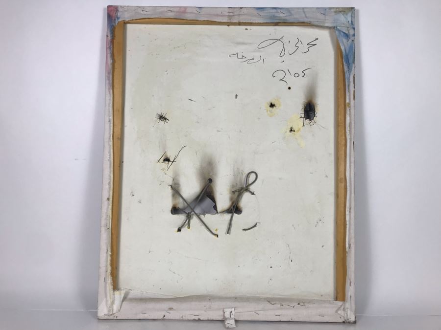 Original Signed Mixed Media Artwork By Iraqi Artist 24 X 30 (Holes / Burns In Canvas Art Intentional) [Photo 17]