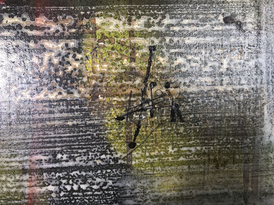 Original Signed Mixed Media Artwork By Iraqi Artist 24 X 30 (Holes / Burns In Canvas Art Intentional) [Photo 6]