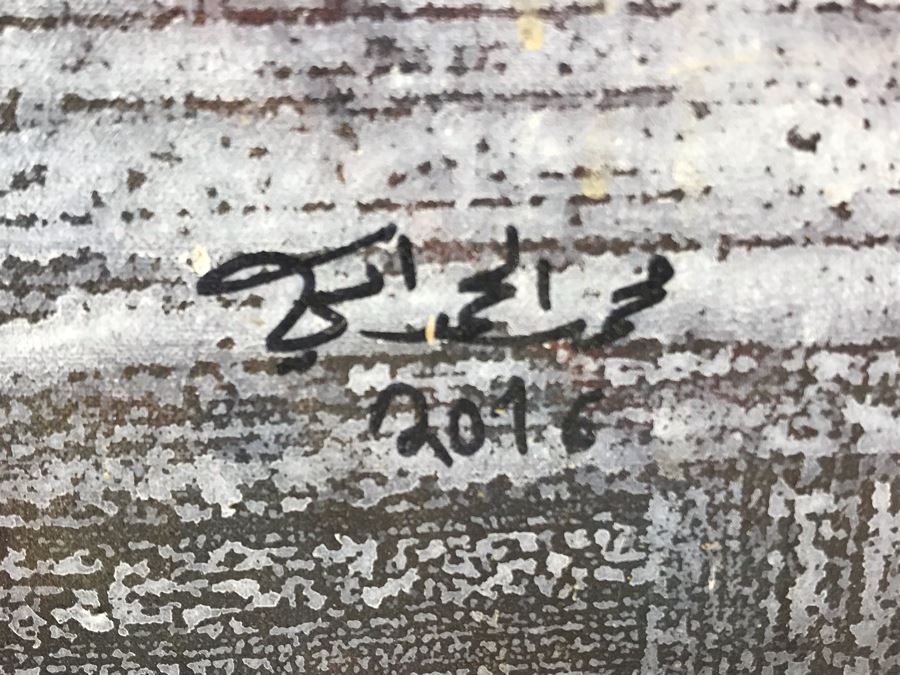 Original Signed Mixed Media Artwork By Iraqi Artist 24 X 30 (Holes / Burns In Canvas Art Intentional) [Photo 16]