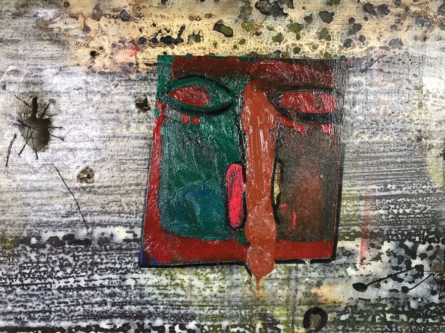 Original Signed Mixed Media Artwork By Iraqi Artist 24 X 30 (Holes / Burns In Canvas Art Intentional) [Photo 3]