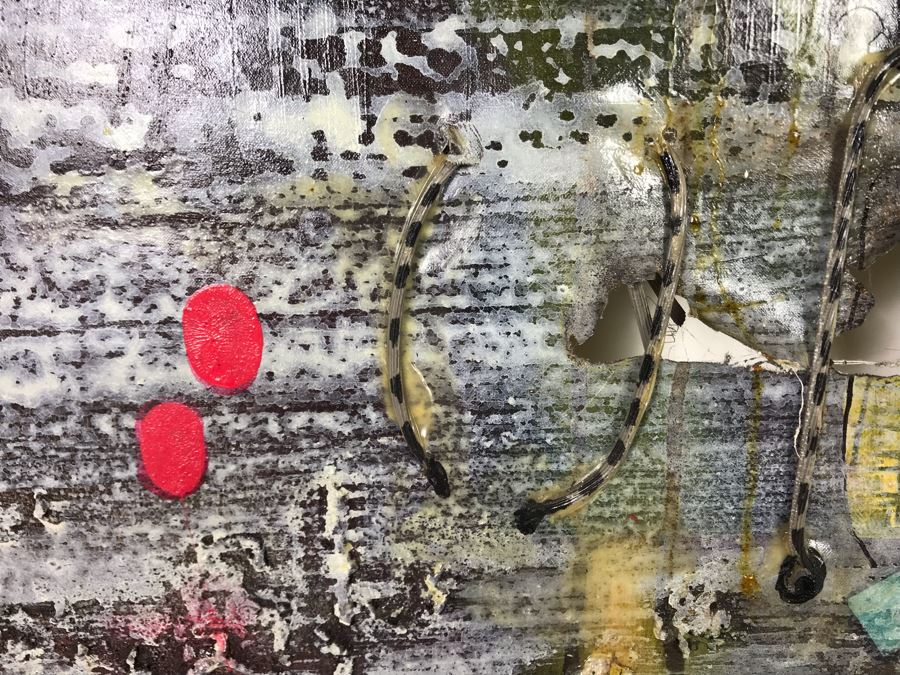 Original Signed Mixed Media Artwork By Iraqi Artist 24 X 30 (Holes / Burns In Canvas Art Intentional) [Photo 13]