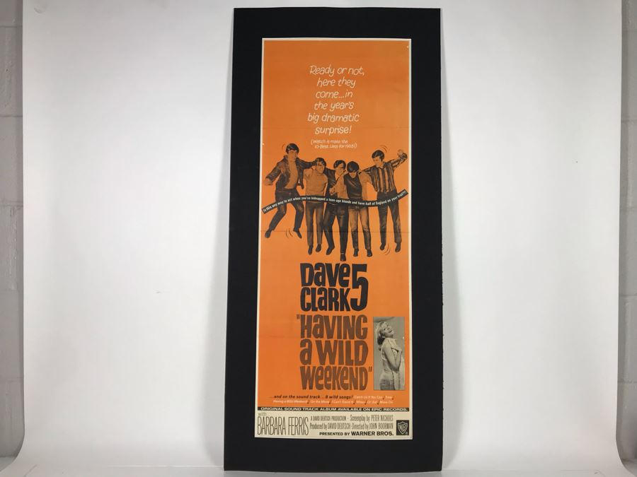 Vintage 1965 Dave Clark 5 'Having A Wild Weekend' Movie Poster On Board 18 X 40
