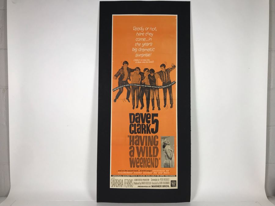 Vintage 1965 Dave Clark 5 'Having A Wild Weekend' Movie Poster On Board 18 X 40 [Photo 2]