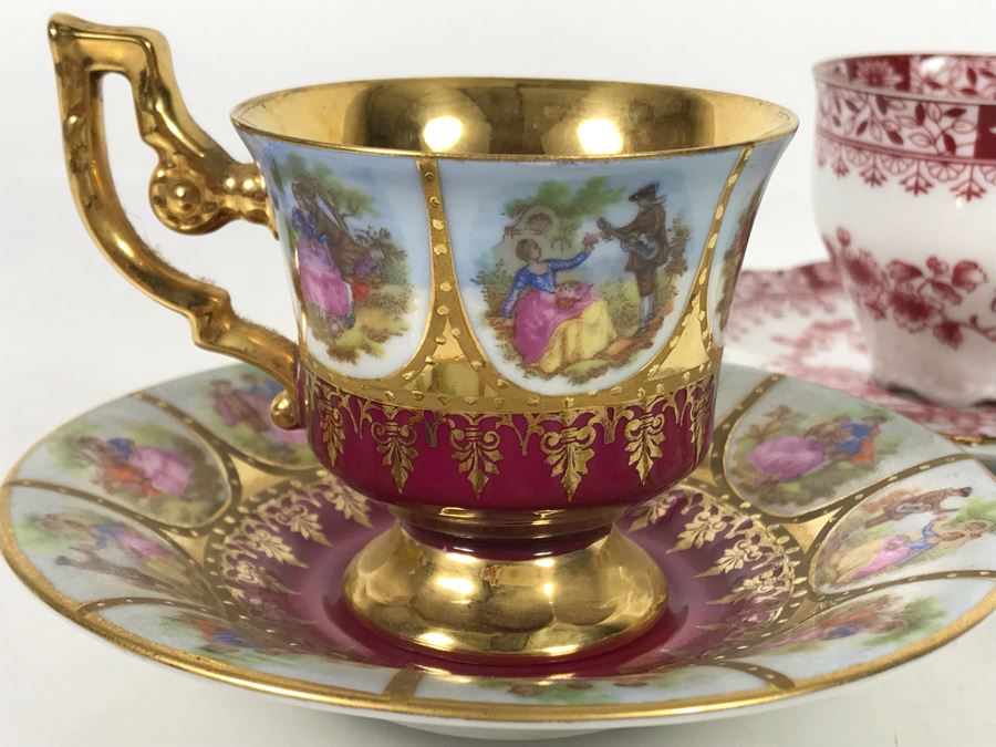 Limoges France Footed Trinket Box And (3) European Demitasse Cups And Saucers [Photo 14]