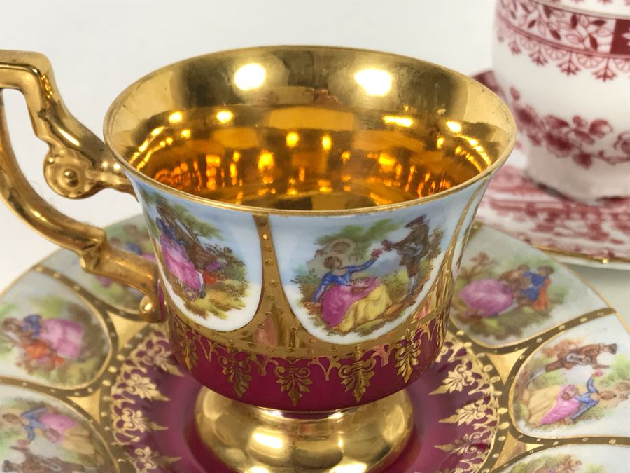 Limoges France Footed Trinket Box And (3) European Demitasse Cups And Saucers [Photo 17]