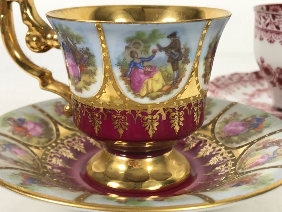 Limoges France Footed Trinket Box And (3) European Demitasse Cups And Saucers [Photo 15]