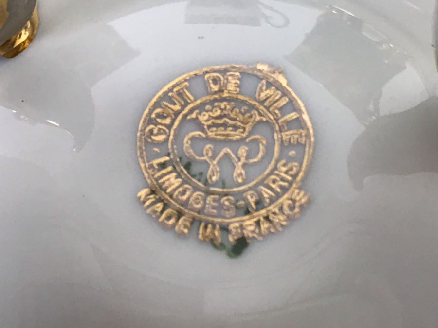 Limoges France Footed Trinket Box And (3) European Demitasse Cups And Saucers [Photo 7]