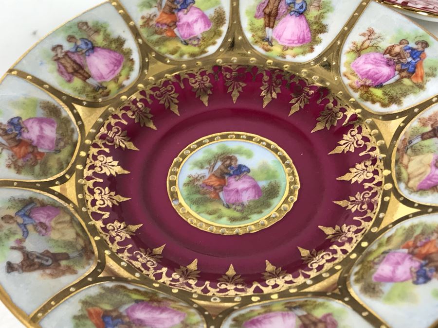 Limoges France Footed Trinket Box And (3) European Demitasse Cups And Saucers [Photo 18]