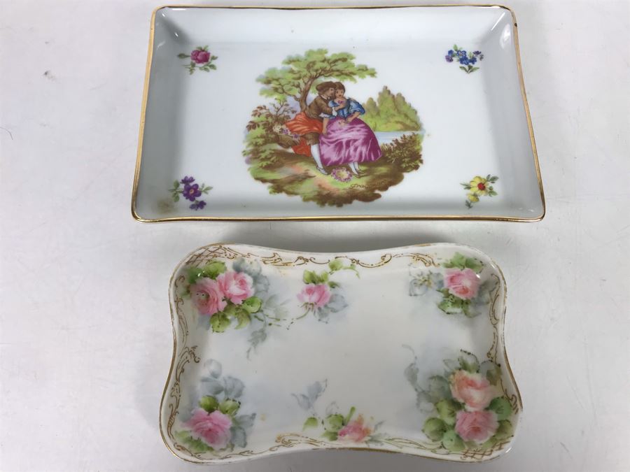 Pair Of Limoges France Trays - Larger Is 7 X 4