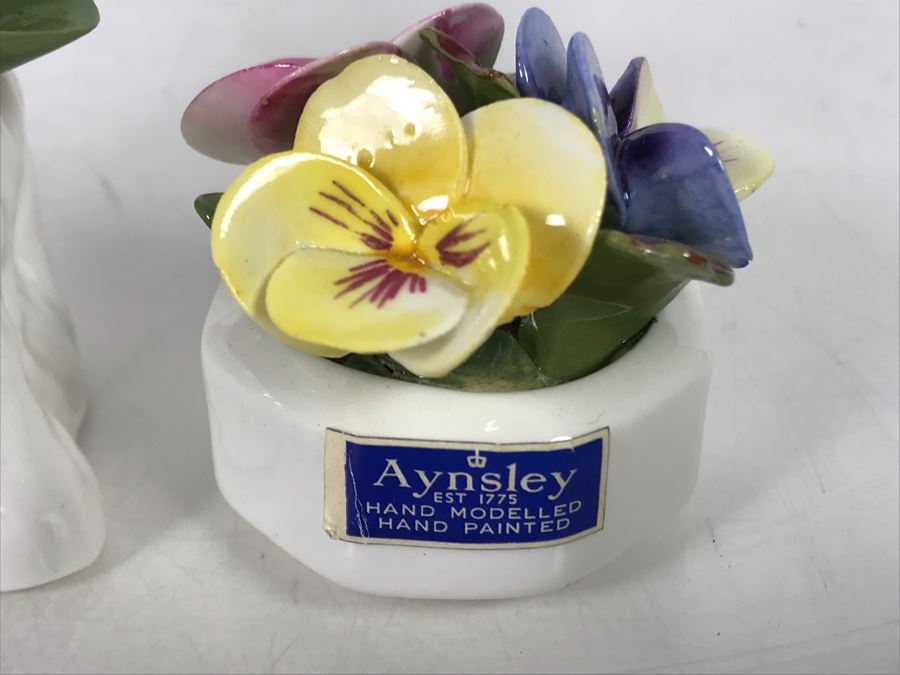 Aynsley Hand Modelled Hand Painted Flowers Sculptures - 2 With Original Tags [Photo 6]