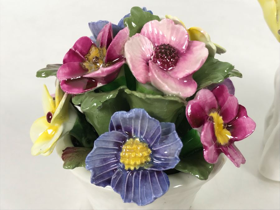 Aynsley Hand Modelled Hand Painted Flowers Sculptures - 2 With Original Tags [Photo 14]
