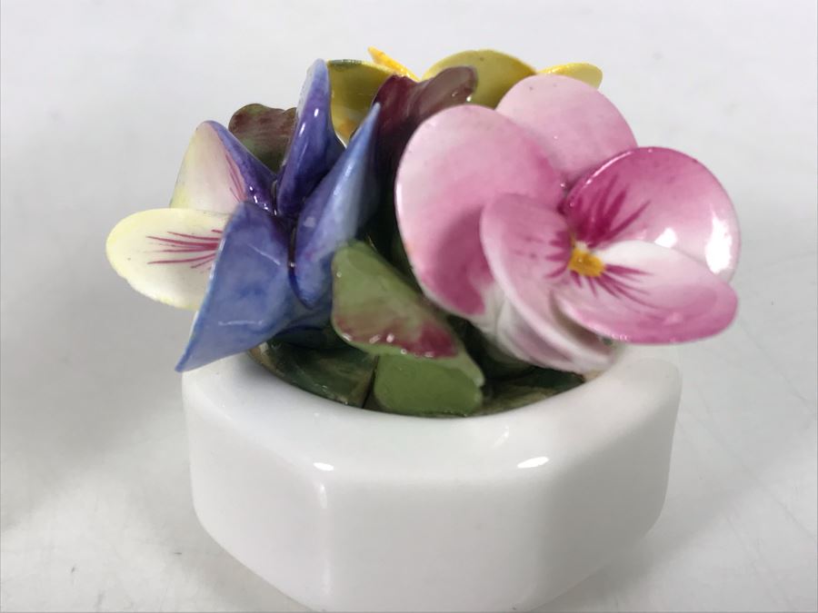 Aynsley Hand Modelled Hand Painted Flowers Sculptures - 2 With Original Tags [Photo 9]
