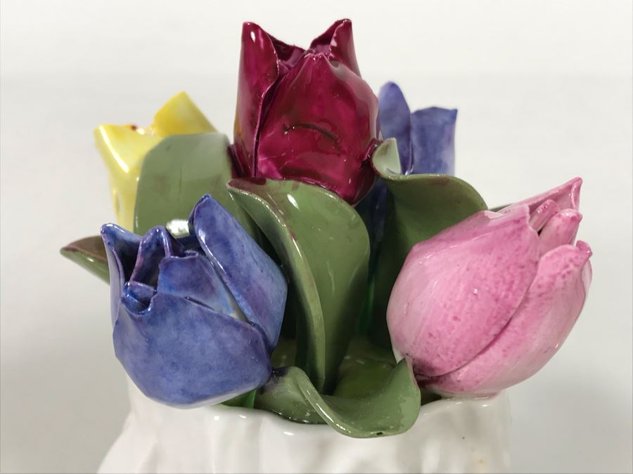 Aynsley Hand Modelled Hand Painted Flowers Sculptures - 2 With Original Tags [Photo 11]