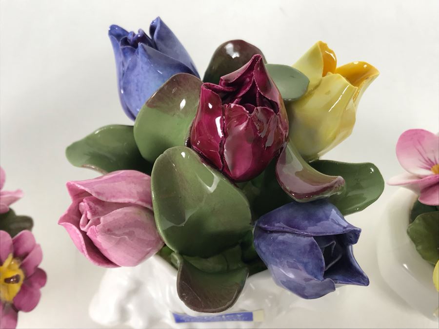 Aynsley Hand Modelled Hand Painted Flowers Sculptures - 2 With Original Tags [Photo 5]