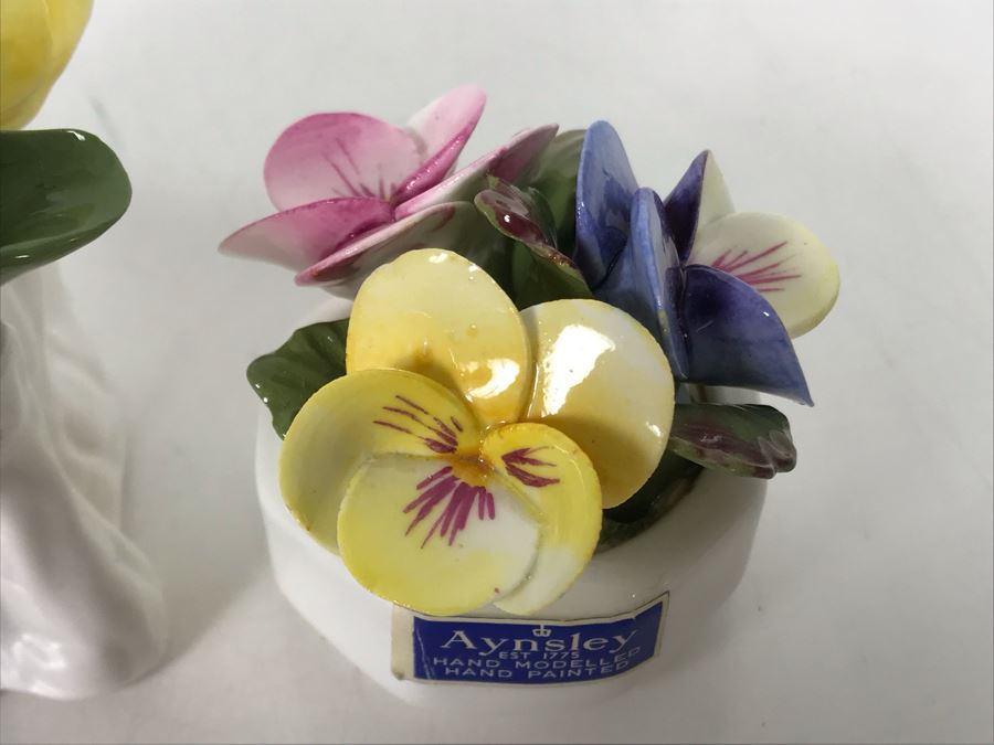Aynsley Hand Modelled Hand Painted Flowers Sculptures - 2 With Original Tags [Photo 7]