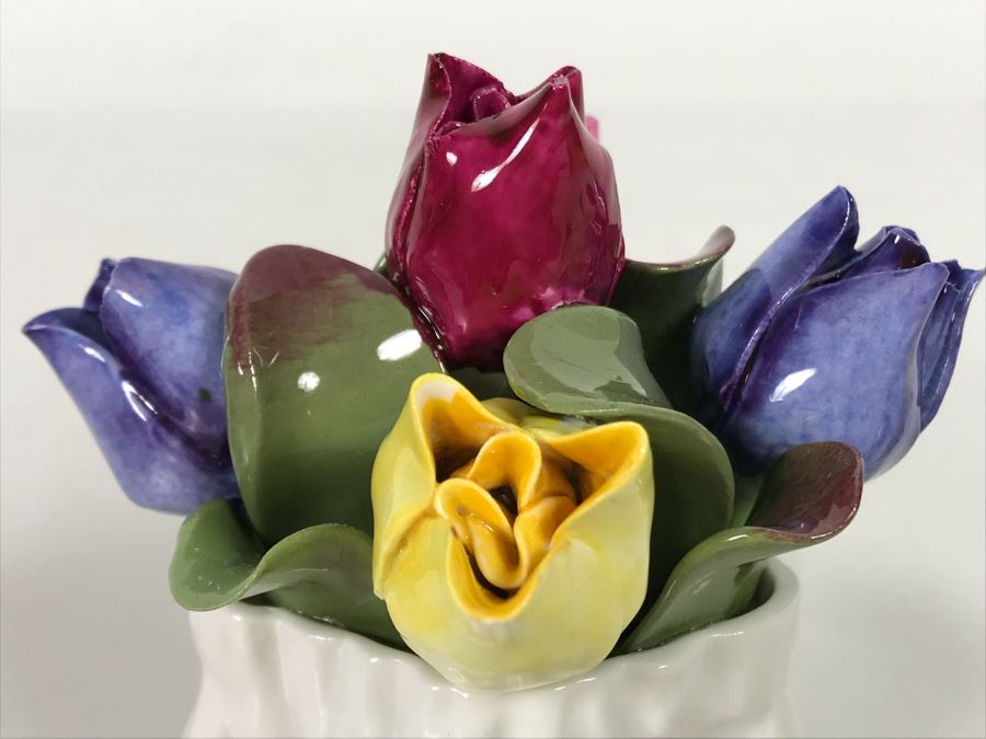 Aynsley Hand Modelled Hand Painted Flowers Sculptures - 2 With Original Tags [Photo 10]