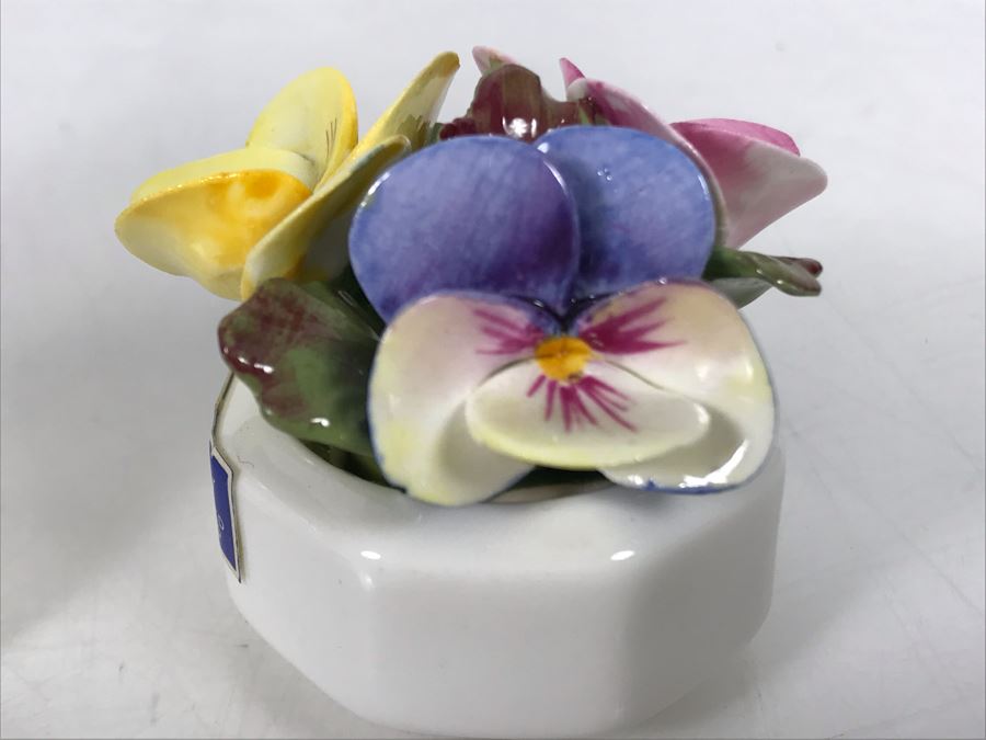 Aynsley Hand Modelled Hand Painted Flowers Sculptures - 2 With Original Tags [Photo 8]
