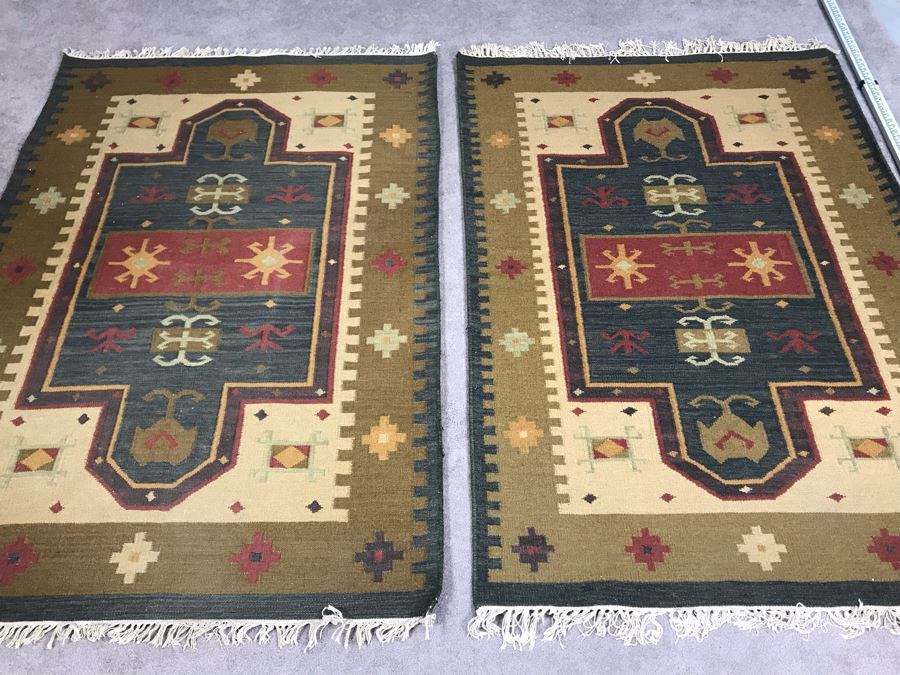 Pair Of Wool Area Rugs From India 6' X 4'1' [Photo 2]
