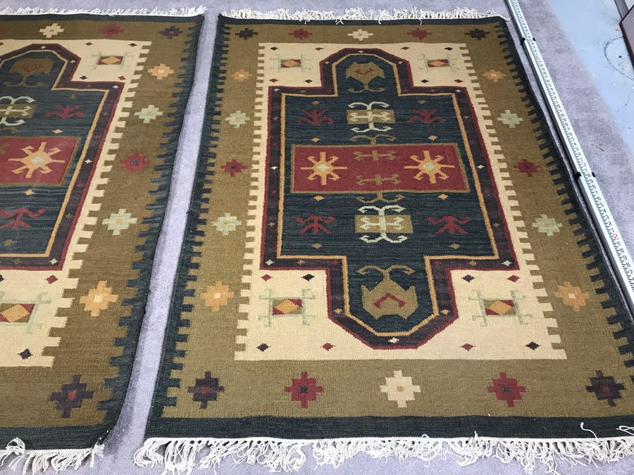 Pair Of Wool Area Rugs From India 6' X 4'1' [Photo 3]