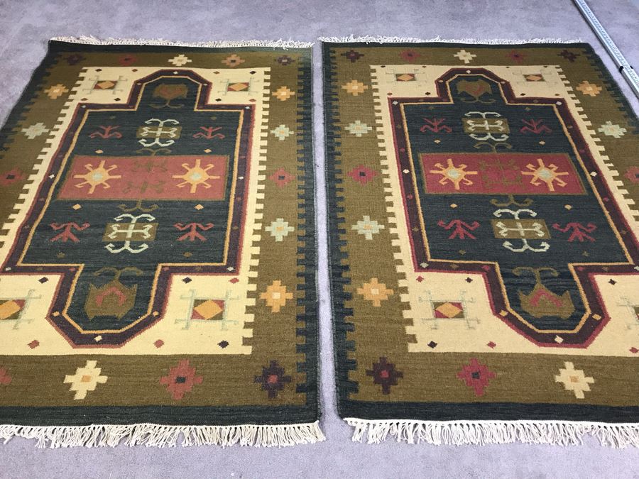 Pair Of Wool Area Rugs From India 6' X 4'1' [Photo 2]