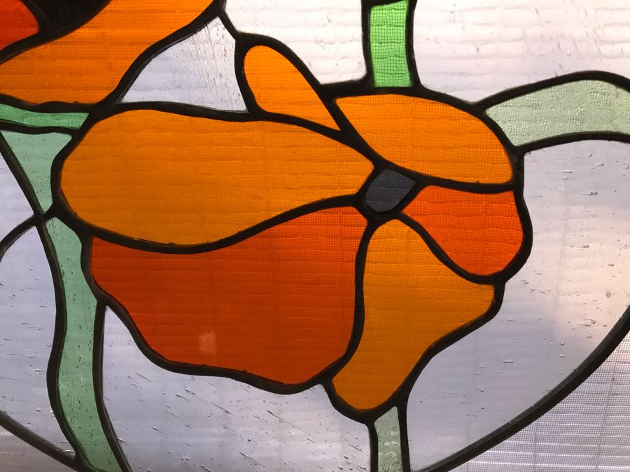 Pair Of Round One-Of-A-Kind Hand Crafted Artist Stained Glass Windows By Maria 'Rita' Becker 13.5R [Photo 6]