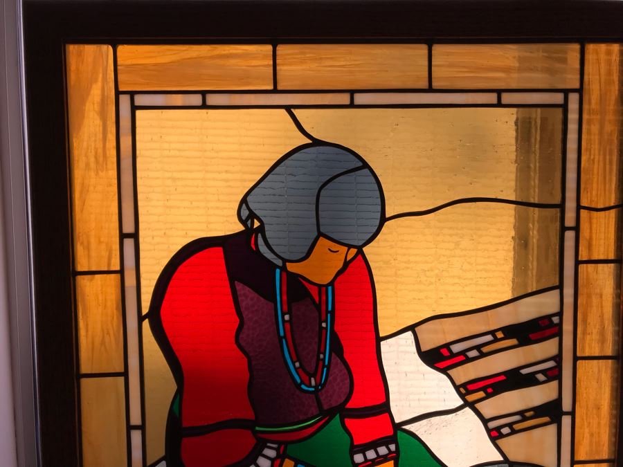 One-Of-A-Kind Hand Crafted Artist Stained Glass Window By Maria 'Rita' Becker 24 X 32 [Photo 4]