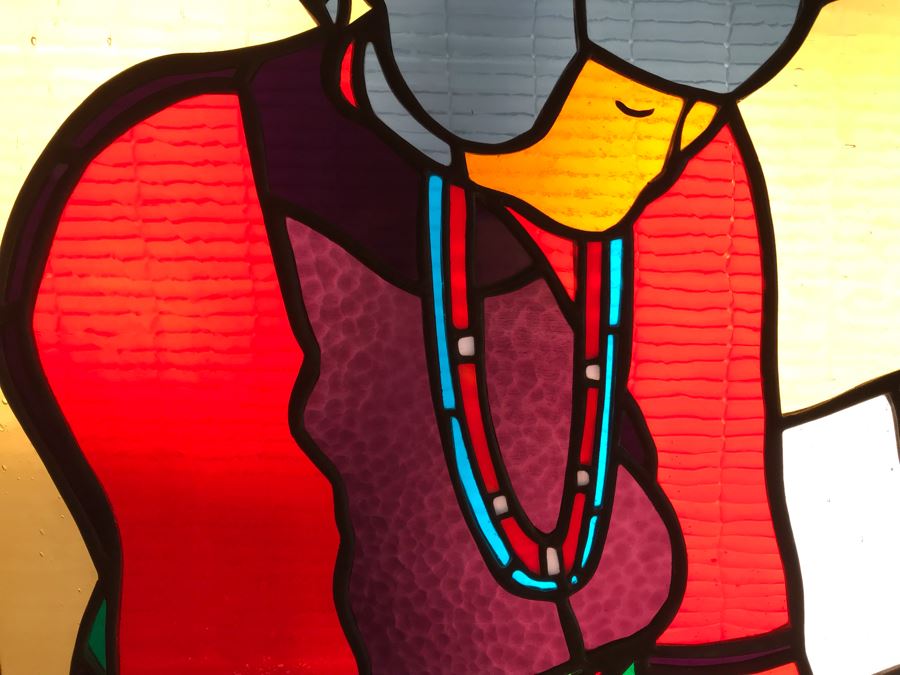 One-Of-A-Kind Hand Crafted Artist Stained Glass Window By Maria 'Rita' Becker 24 X 32 [Photo 8]