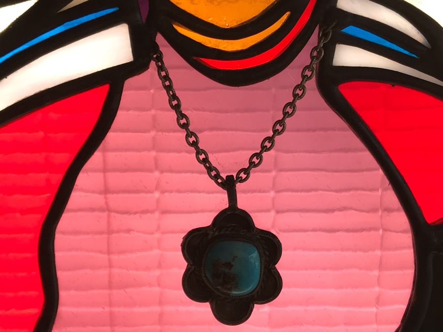 One-Of-A-Kind Hand Crafted Artist Stained Glass Window Titled 'Ode To Maria Martinez Native American Pottery' By Maria 'Rita' Becker 24 X 32 [Photo 9]