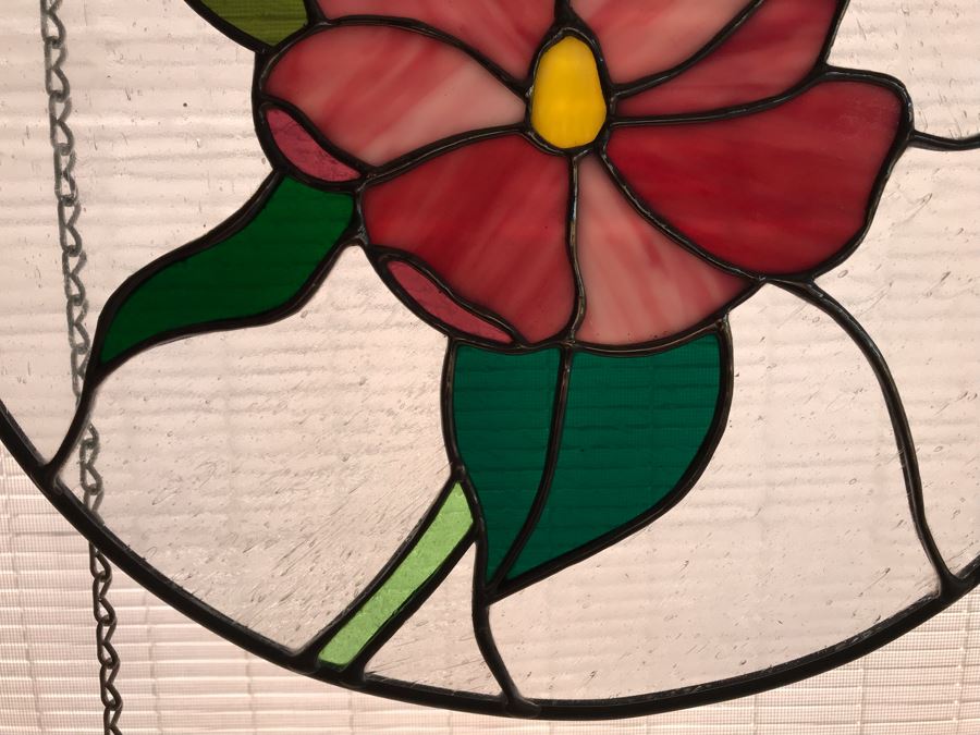 Pair Of Round One-Of-A-Kind Hand Crafted Artist Stained Glass Windows By Maria 'Rita' Becker 13.5R [Photo 7]