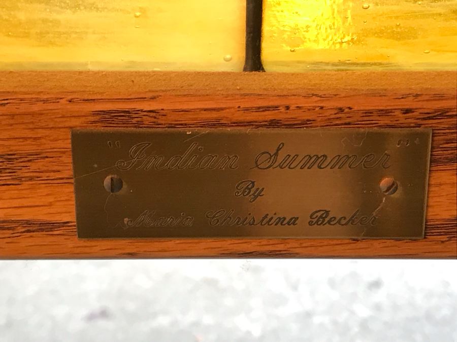 Stunning Large One-Of-A-Kind Hand Crafted Artist Stained Glass Window Titled 'Indian Summer' By Maria Christina Becker 40 X 50 Retailed For $2,500 In 1970s [Photo 22]