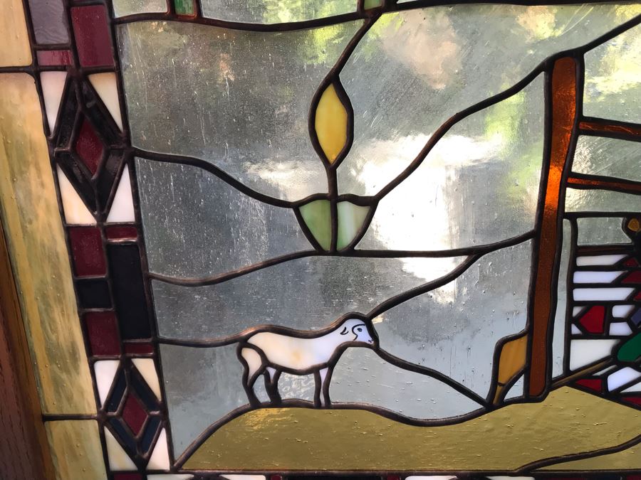 Stunning Large One-Of-A-Kind Hand Crafted Artist Stained Glass Window Titled 'Indian Summer' By Maria Christina Becker 40 X 50 Retailed For $2,500 In 1970s [Photo 14]