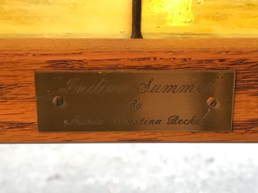 Stunning Large One-Of-A-Kind Hand Crafted Artist Stained Glass Window Titled 'Indian Summer' By Maria Christina Becker 40 X 50 Retailed For $2,500 In 1970s [Photo 23]