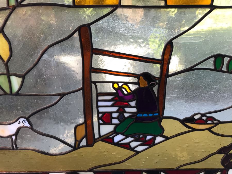 Stunning Large One-Of-A-Kind Hand Crafted Artist Stained Glass Window Titled 'Indian Summer' By Maria Christina Becker 40 X 50 Retailed For $2,500 In 1970s [Photo 13]