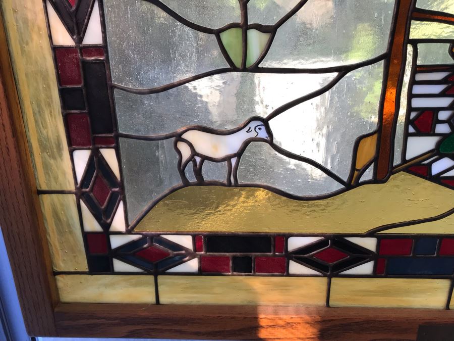 Stunning Large One-Of-A-Kind Hand Crafted Artist Stained Glass Window Titled 'Indian Summer' By Maria Christina Becker 40 X 50 Retailed For $2,500 In 1970s [Photo 15]