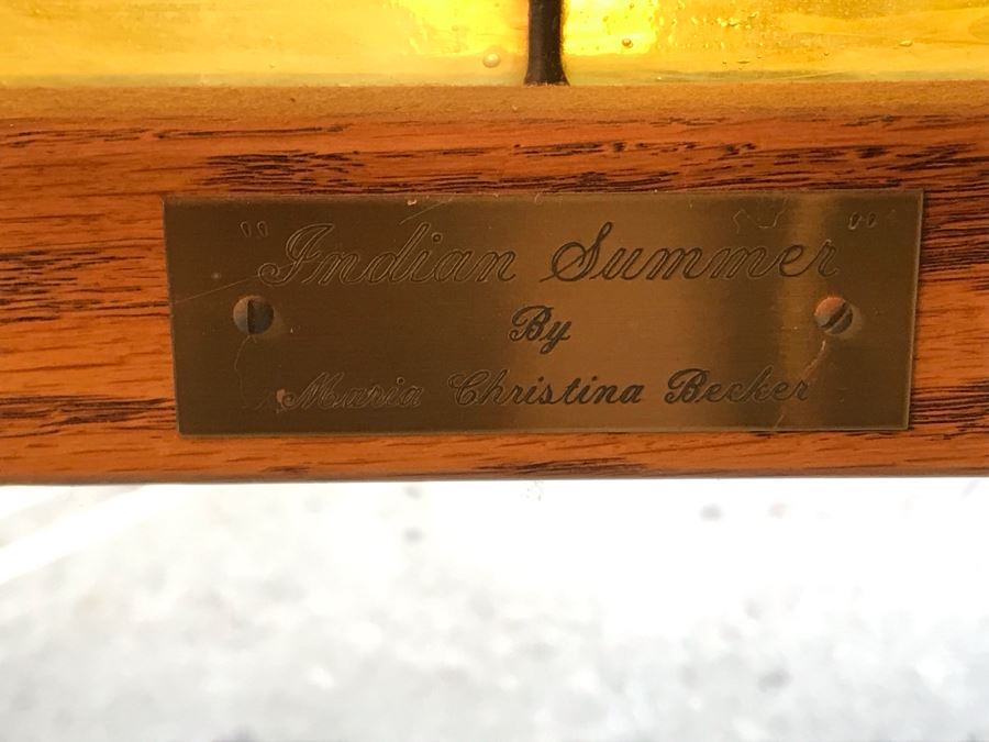 Stunning Large One-Of-A-Kind Hand Crafted Artist Stained Glass Window Titled 'Indian Summer' By Maria Christina Becker 40 X 50 Retailed For $2,500 In 1970s [Photo 20]