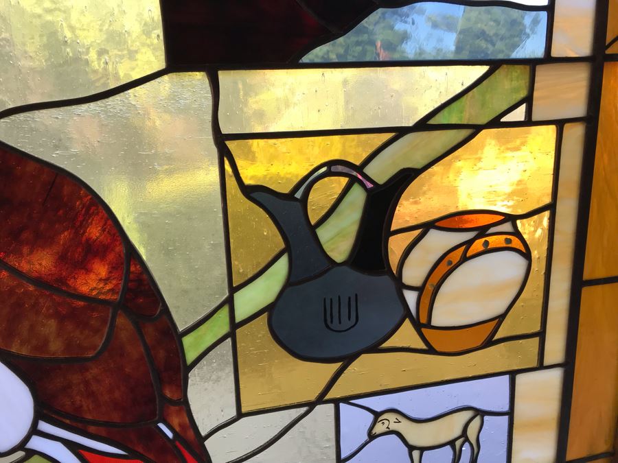 Stunning Large One-Of-A-Kind Handcrafted Artist Stained Glass Window Titled 'Impressions Of The Southwest' By Maria C. 'Rita' Becker 41 X 51 Retailed For $2,500 In 1970s [Photo 11]