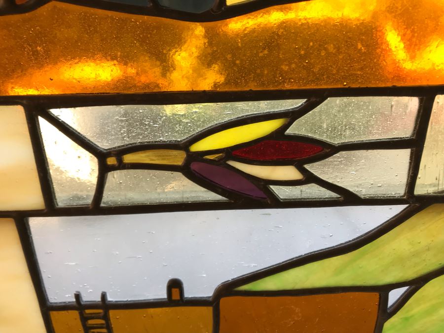 Stunning Large One-Of-A-Kind Handcrafted Artist Stained Glass Window Titled 'Impressions Of The Southwest' By Maria C. 'Rita' Becker 41 X 51 Retailed For $2,500 In 1970s [Photo 16]