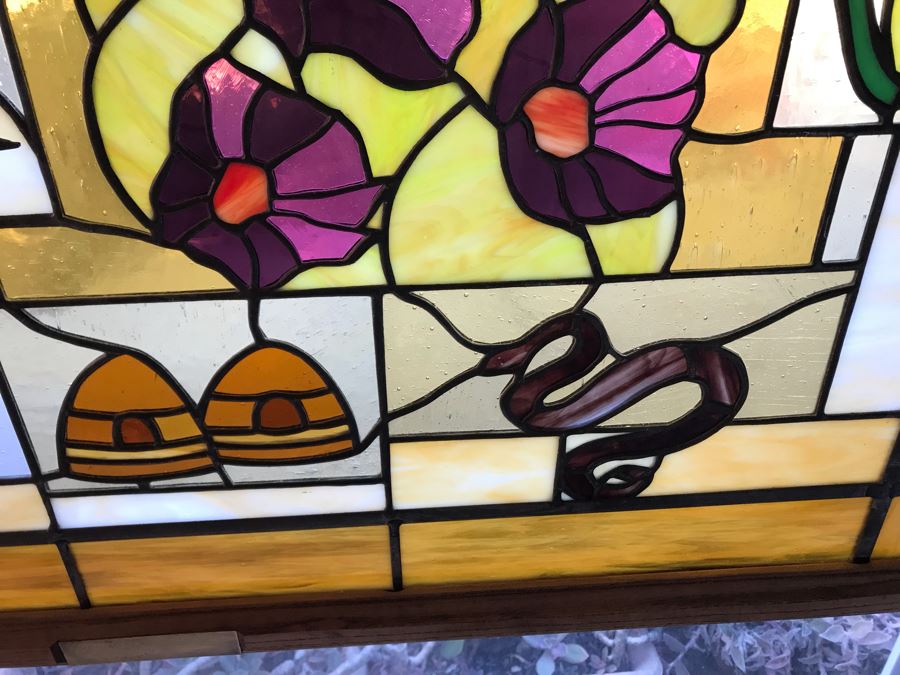 Stunning Large One-Of-A-Kind Handcrafted Artist Stained Glass Window Titled 'Impressions Of The Southwest' By Maria C. 'Rita' Becker 41 X 51 Retailed For $2,500 In 1970s [Photo 18]