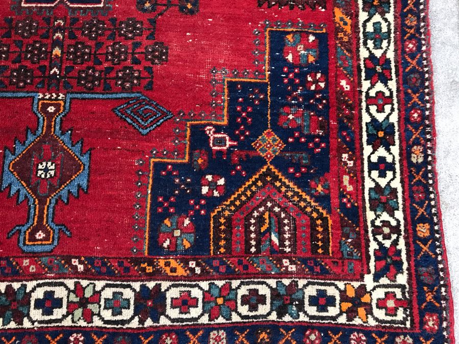 Vintage Hand Knotted Wool Persian Area Rug 6'8' X 5'1' [Photo 6]