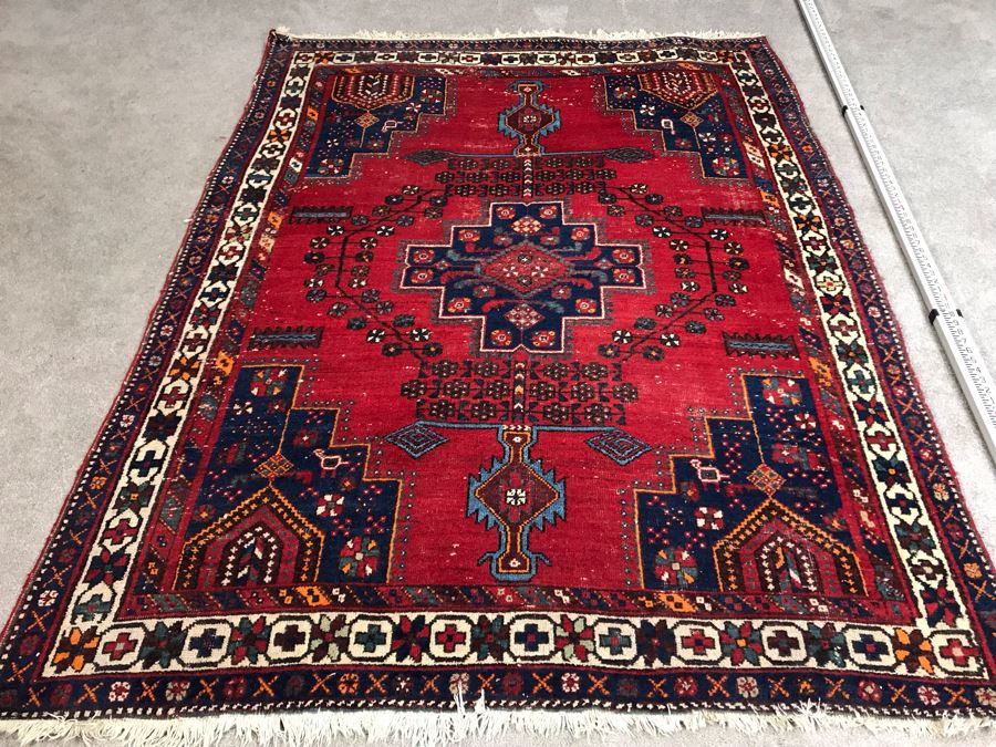 Vintage Hand Knotted Wool Persian Area Rug 6'8' X 5'1' [Photo 3]
