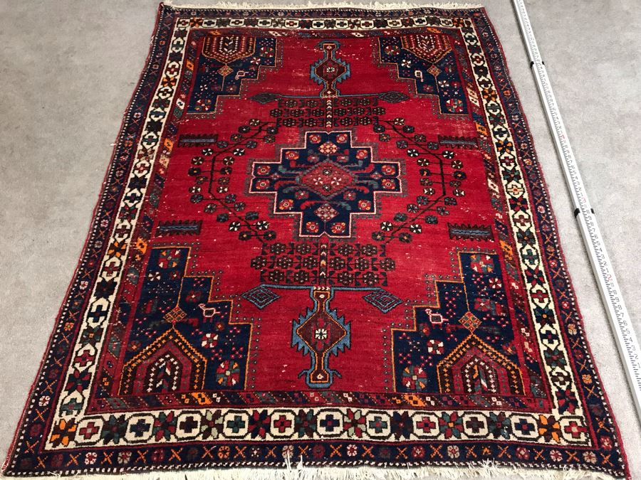 Vintage Hand Knotted Wool Persian Area Rug 6'8' X 5'1' [Photo 4]